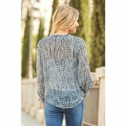 Sosandar Blue Spot Print Tie Neck Blouse -Sosandar unnamed file 1928