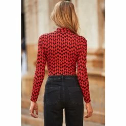 Sosandar Red Tie Neck Top -Sosandar unnamed file 1934