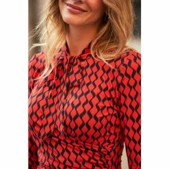 Sosandar Red Tie Neck Top -Sosandar unnamed file 1935