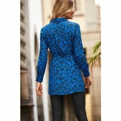 Sosandar Blue Animal Print Tie Waist Longline Shirt -Sosandar unnamed file 1951