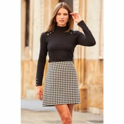 Sosandar Silver High Neck Gold Trim Detail Top -Sosandar unnamed file 1958