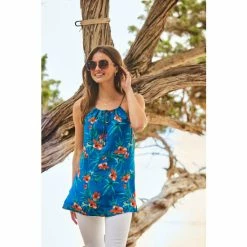 Sosandar Blue Floral Print Halterneck Top