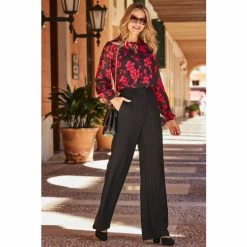 Sosandar Black Tie Neck Printed Blouse -Sosandar unnamed file 2062