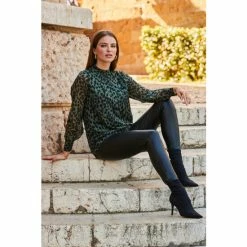 Sosandar Green High Neck Print Blouse -Sosandar unnamed file 2075