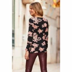 Sosandar Black Long Sleeve Twist Front Top -Sosandar unnamed file 2080