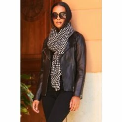 Sosandar Black Leather Biker Jacket -Sosandar unnamed file 2115