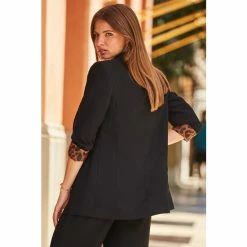 Sosandar Black Leopard Print Lining Blazer -Sosandar unnamed file 2122