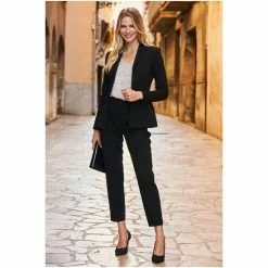 Sosandar Black Silky Detail Tuxedo Blazer -Sosandar unnamed file 2149