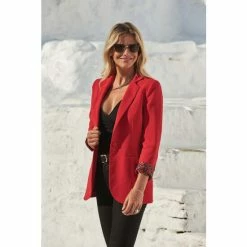 Sosandar Red Print Lining Blazer -Sosandar unnamed file 2152