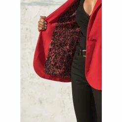 Sosandar Red Print Lining Blazer -Sosandar unnamed file 2154