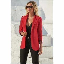 Sosandar Red Print Lining Blazer -Sosandar unnamed file 2155