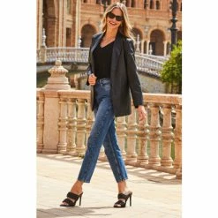 Sosandar Black Faux Leather Blazer -Sosandar unnamed file 2164