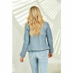 Sosandar Blue Leather Biker Jacket -Sosandar unnamed file 2181