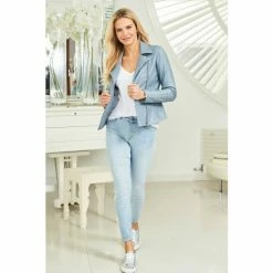 Sosandar Blue Leather Biker Jacket -Sosandar unnamed file 2182