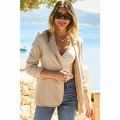 Sosandar Natural Linen Blazer