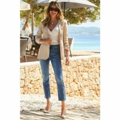 Sosandar Natural Linen Blazer -Sosandar unnamed file 2233