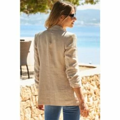 Sosandar Natural Linen Blazer -Sosandar unnamed file 2234