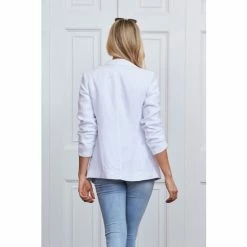 Sosandar White Linen Blazer -Sosandar unnamed file 2240