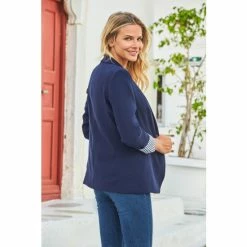 Sosandar Blue Stripe Print Lining Blazer -Sosandar unnamed file 2257