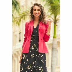 Sosandar Pink Tuxedo Blazer Jacket -Sosandar unnamed file 2269