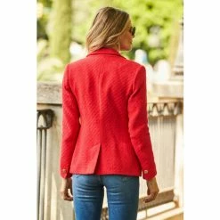 Sosandar Red Boucle Blazer -Sosandar unnamed file 2280
