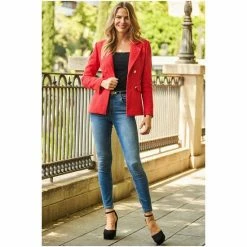 Sosandar Red Boucle Blazer -Sosandar unnamed file 2282