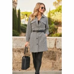 Sosandar Black Dogtooth Belted Shacket -Sosandar unnamed file 2308