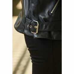 Sosandar Black Longline Leather Biker Jacket -Sosandar unnamed file 2322