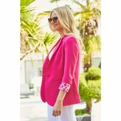 Sosandar Pink Leopard Print Lining Blazer -Sosandar unnamed file 2345