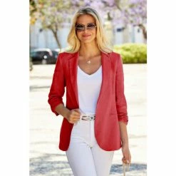 Sosandar Red Linen Blazer