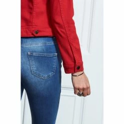 Sosandar Red Denim Jacket -Sosandar unnamed file 2406