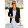 Sosandar Black Ruched Sleeve Linen Blazer