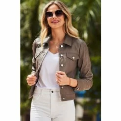 Sosandar Brown Pocket Detail Luxe Leather Jacket