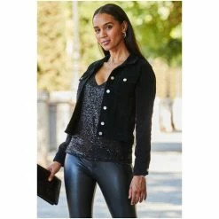 Sosandar Black Velvet Denim Jacket 5 Sosandar Black Velvet Denim Jacket -Sosandar unnamed file 2440