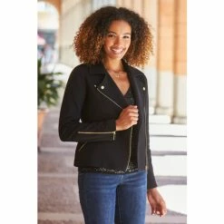 Sosandar Black Ponte Biker Jacket