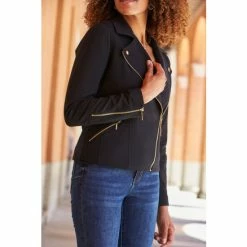 Sosandar Black Ponte Biker Jacket -Sosandar unnamed file 2456