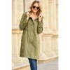 Sosandar Green Parka Jacket With Drawstring Waist & Gold Detail