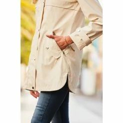 Sosandar Cream Hooded Parka Jacket With Gold Detail -Sosandar unnamed file 2490
