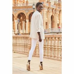 Sosandar Cream Marl Tab Sleeve Ponte Blazer -Sosandar unnamed file 2495