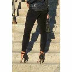 Sosandar Black Regular Velvet Skinny Jeans -Sosandar unnamed file 2535