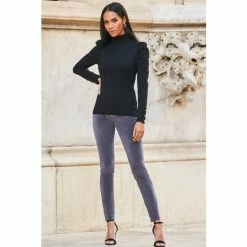 Sosandar Grey Velvet Jean -Sosandar unnamed file 2643