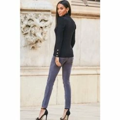 Sosandar Grey Velvet Jean -Sosandar unnamed file 2645