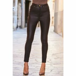 Sosandar Black Coated Skinny Jean -Sosandar unnamed file 2682