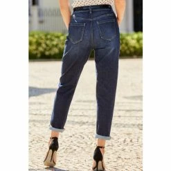 Sosandar Blue Slim Leg Mom Jeans -Sosandar unnamed file 2687