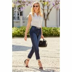 Sosandar Blue Slim Leg Mom Jeans -Sosandar unnamed file 2689