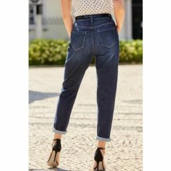Sosandar Blue Slim Leg Mom Jeans -Sosandar unnamed file 2699