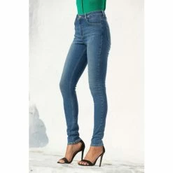Sosandar Blue Distressed Detail Skinny Jeans -Sosandar unnamed file 2722