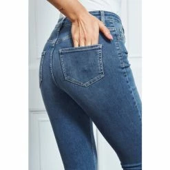 Sosandar Blue Distressed Detail Skinny Jeans -Sosandar unnamed file 2724