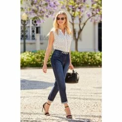 Sosandar Blue Slim Leg Mom Jeans