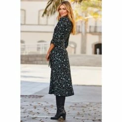 Sosandar Black Ditsy Floral Print Midi Shirt Dress -Sosandar unnamed file 274